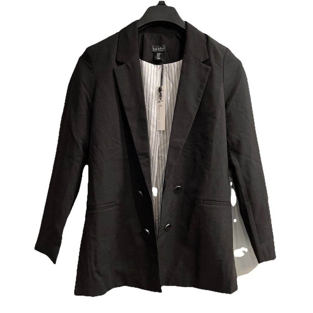 Nicole Miller Blazer Black Structured Open Front‎ Jacket Size XS Office Capsule